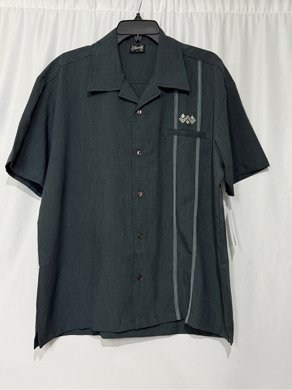 NWT Steady Clothing Men’s Six String  Rockabilly Bowling Button Down Shirt Large